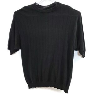 Giglio Rosso Sweater Mens XL Black Short Sleeve Knit Made In Italy Crewneck